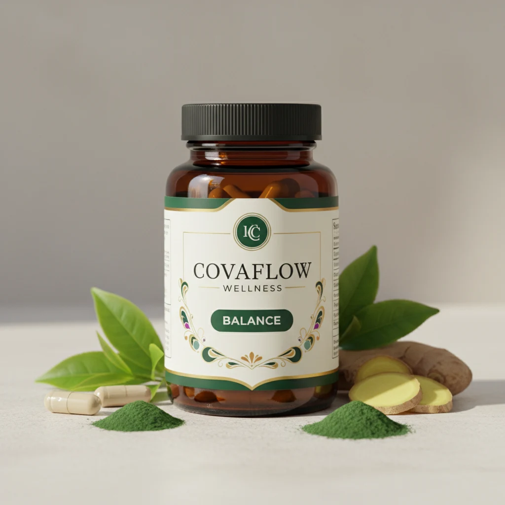 CovaFlow Wellness - glazen supplement pot met zwarte dop en capsules